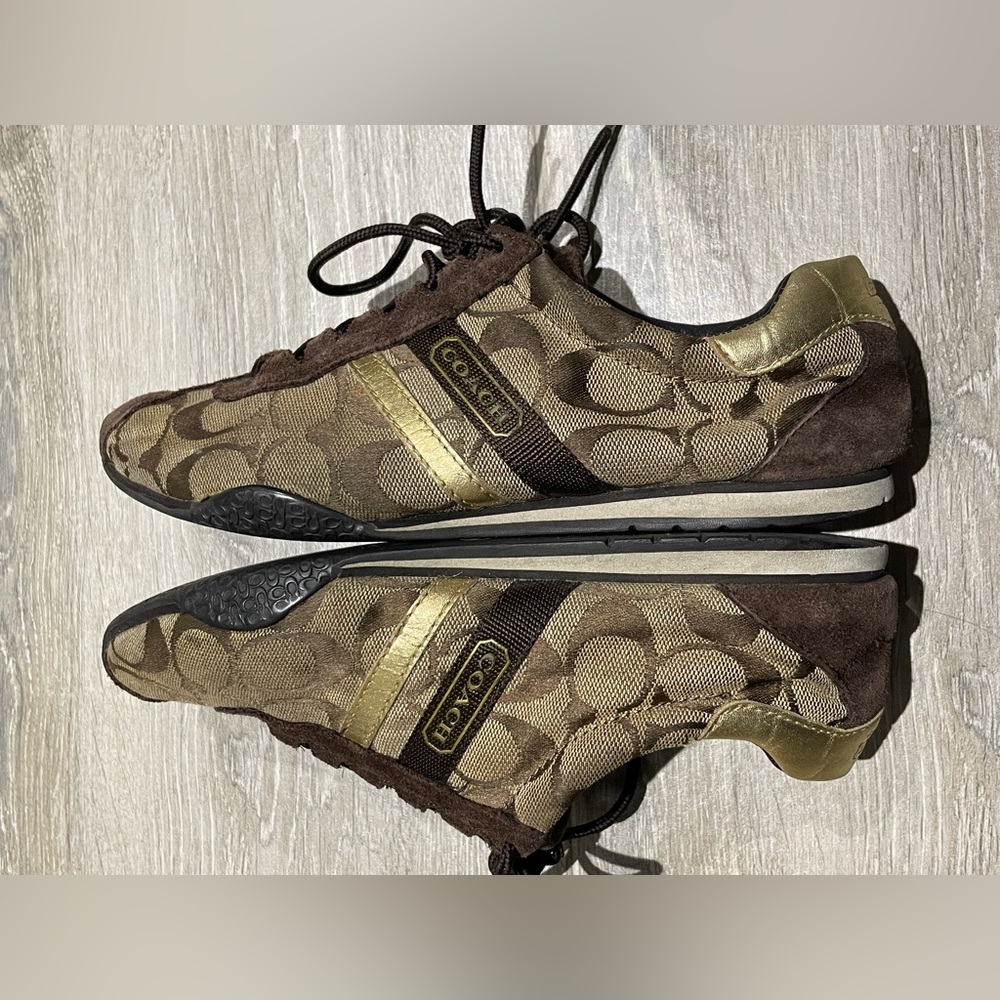 Coach Sneakers Katelyn Womens Size 6.5 M Gold Brown